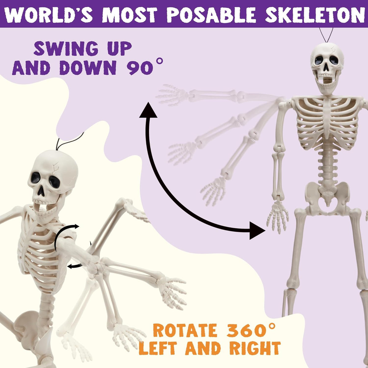JOYIN 12 PCS 16" Halloween Skeleton Decor, Full Body Movable Stayable Jo...