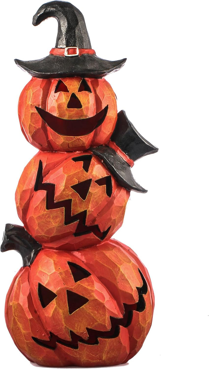 Light Up Evil Pumpkin 3-Layer Halloween Decoration 14 Inch Jack O' Stack