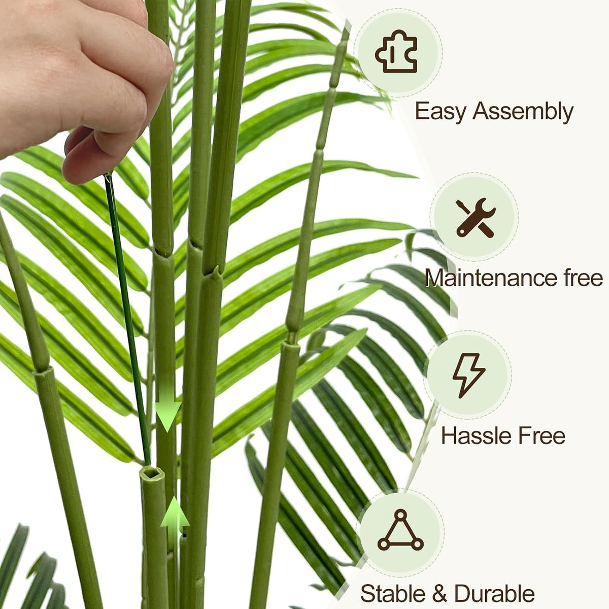 4ft artificial palm tree indoor plant tall fake, close-up detail
