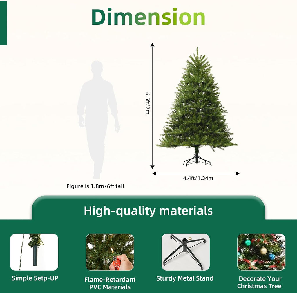 6.5ft unlit christmas tree green, dunhill fir artificial shown in use