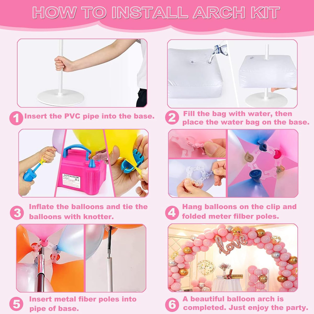 balloon arch kit and electric balloon pump for, side view