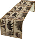 Rustic Cabin Table Runner, Retro Moose Cone Deer Bear Farmhouse Lodge Table Runner for Dinner Living Room Kitchen Vintage Country Cottage 13x90 Inch