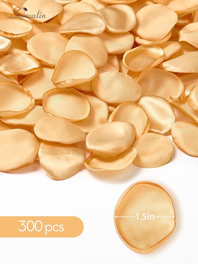 Serwalin 300Pcs Silk Rose Petals Fake Flower Petals Champagne Gold Artificial Rose Petals for Weddings Proposal Flower Girl Petals Aisle Flower Girl Basket Runner Bridal Shower Table Decor