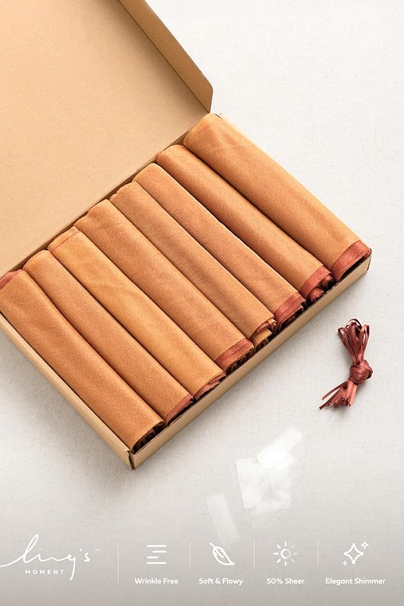 Ling's moment Wedding Chair Sashes Cover Aisle Decorations Draping Fabric Wrinkle-Free with Tie 16 Shades of Burnt Orange for Party Ceremony Reception Floral Arrangement Banquet Outdoor Decor