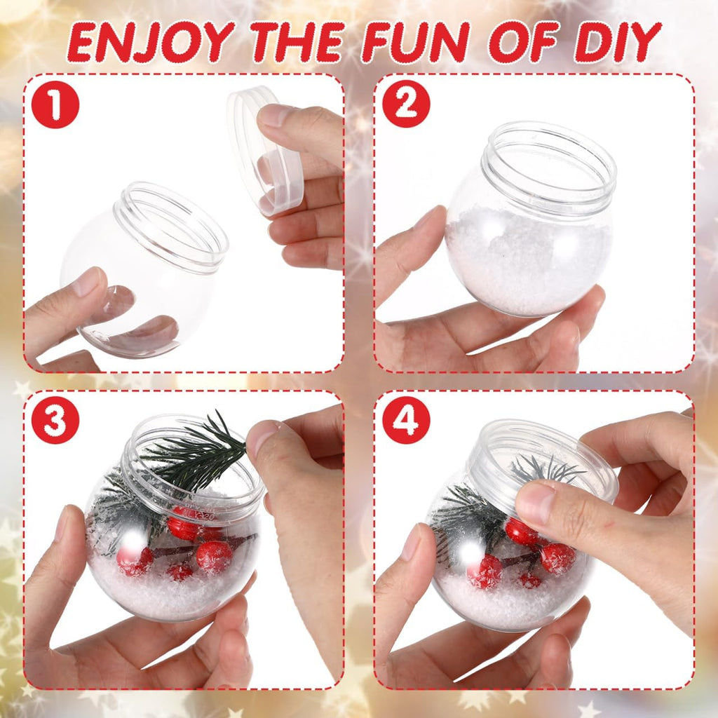 BESTOYARD Pack of 20 3-Inch DIY Snow Globe Water Globes, Clear Plastic with 55mm Screw Off Cap Reusable Kit for Bulk DIY Crafts, Valentines, Xmas, Fillable Commerial Holiday Projects