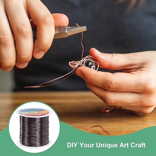 0.4mm Jewelry Wire, 26 Gauge 328FT Craft Wire Copper Beading Wire for Jewelry Making/Planting/Weaving/DIY Crafting, Soft Metal Wires [100M, Metallic Black]