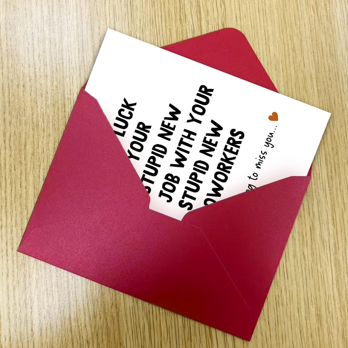 Funny New Job Card, Good Luck Card, Goodbye Card for Coworker, Farewell Gift, Leaving Job Gift, Blank Inside, with Red Envelope and Gold Seal Sticker