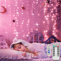 suddus Curtain Lights for Bedroom, 200 Led 6.5ft x 6.5ft Hanging String Lights Outdoor, Fairy Curtain Lights for Backdrop, Window, Wall, Wedding, Party, Garden, Porch, Birthday Decorations Pink