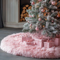 72 Inch Pink Christmas Tree Skirt Plush Decoration for Merry Christmas Party - Faux Fur Christmas Tree Skirt Decorations