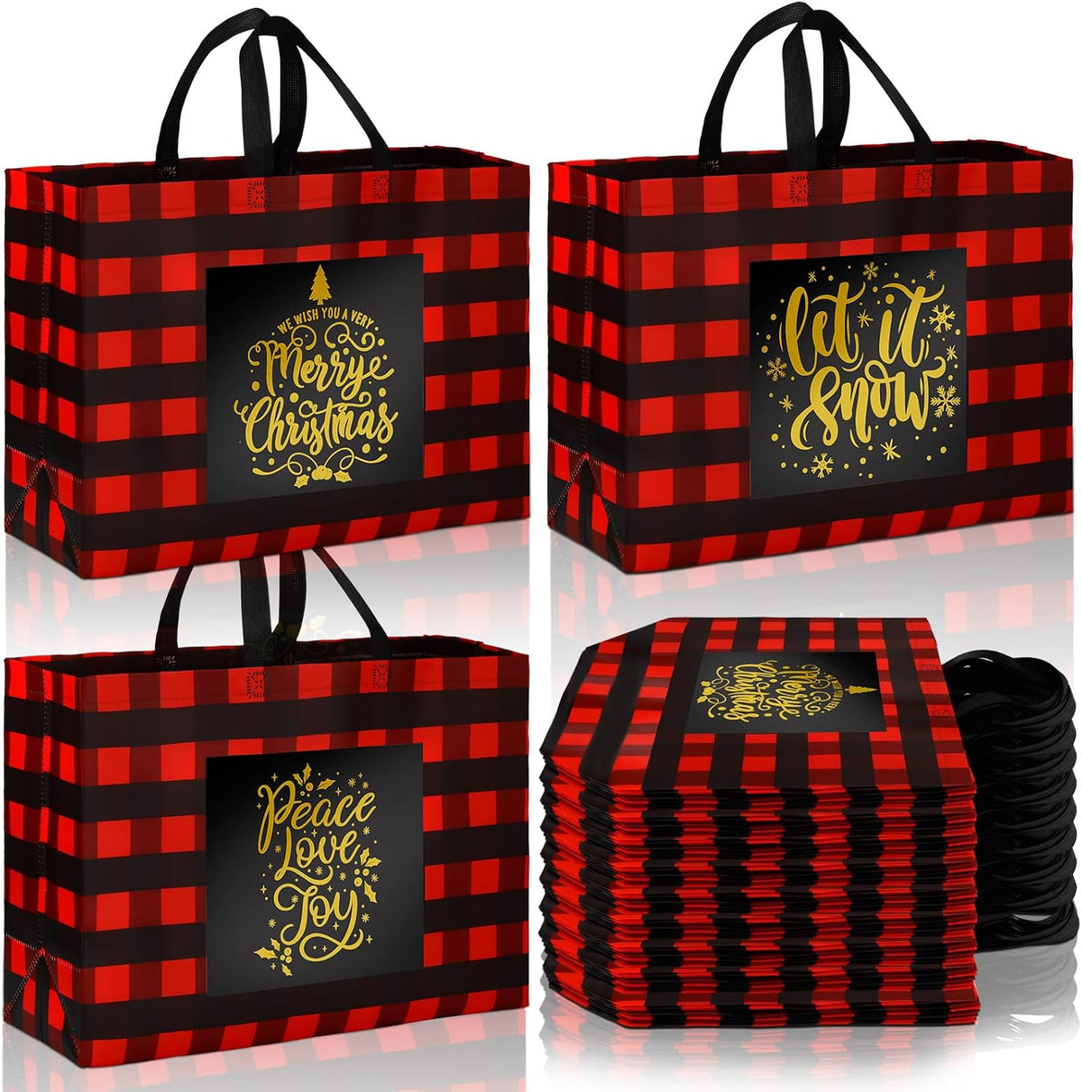 clysee 36 pcs christmas gift bags buffalo plaid, main product view