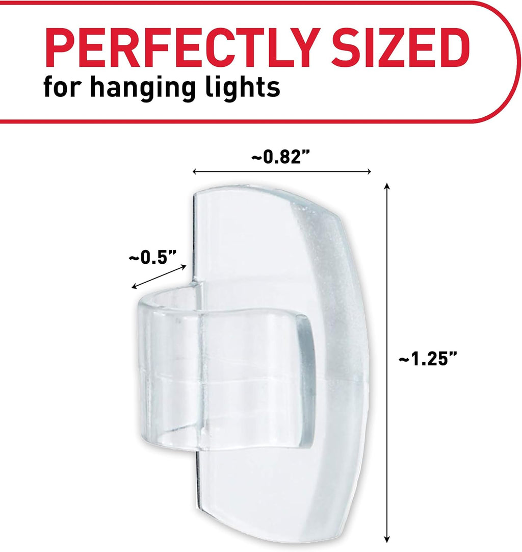 Command Damage Free Hanging Light Clips with Adhesive Strips, No Tools Mini Wall Hooks for Hanging Decorations in Living Spaces, 20 Clips, 24 Strips