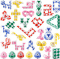 Ganowo 30 Pack Party Favor, Medium Fidget Snake Cube Twist Puzzle Toys for Kids Teens Stocking Stuffers Bulk Birthday Party Supplies Goodie Bags Fillers, Random Colors