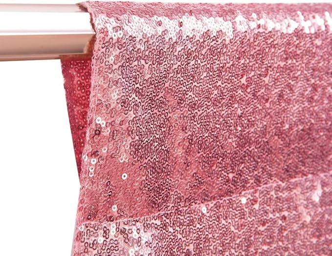 Poise3EHome 6Ft x 8Ft Fuchsia Pink Sequin Backdrop, Glitter Thick Satin Sequin Background Drapes, Sequence Backdrop for Wedding Party Holiday Festival Decor