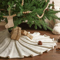 36 inch Christmas Tree Skirt: Pencil Tree Skirt for 6ft Tree, Pleated Design Knit Cream White Small Tree Skirt, Vintage Tree Skirts, Rustic Farmhouse Christmas Decorations