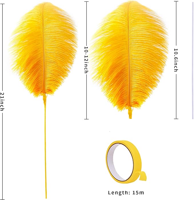 Holmgren Ostrich Feather for Centerpieces - 20pcs Making Kit 22 Inch Gold Ostrich Feathers for Vase, Floral Arrangement, Wedding Party Home Decorations (Luxury Gold)