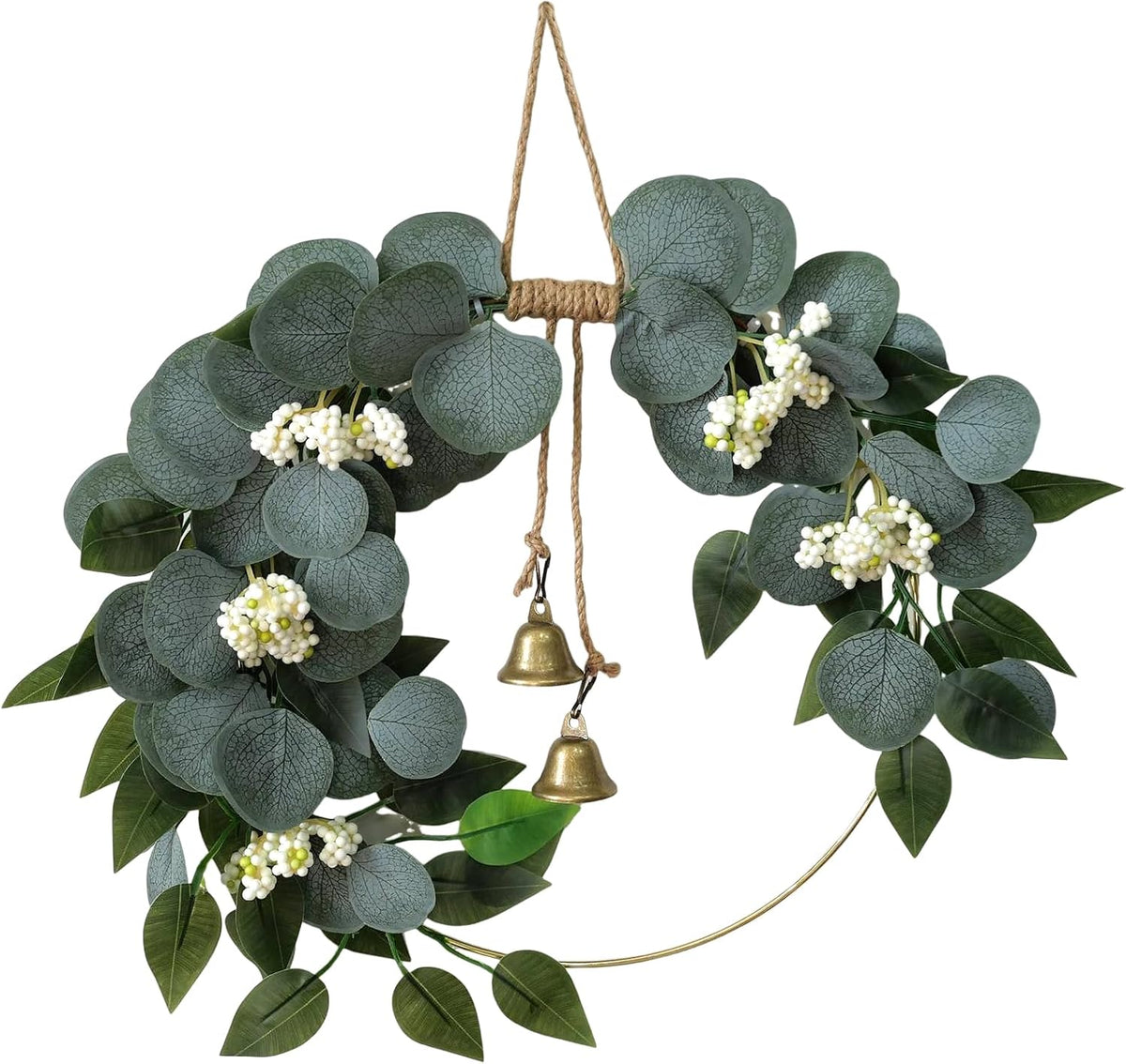 15'' eucalyptus wreath for front door artificial greenery, main product view