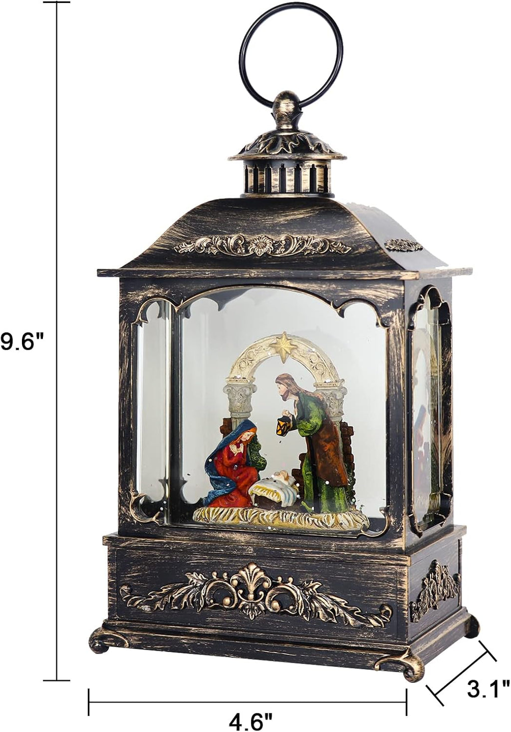 Wondise Christmas Muscal Snow Globe with Timer, USB Plug-in & Battery Operated Spinning Water Glitters Lighted Singing Snow Globe Lantern for Christmas Decorations