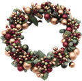 Beaded Berry Wreath Pillar Candle Holder, Holiday Table Decor, Christmas Decoration, 6.5 Inches