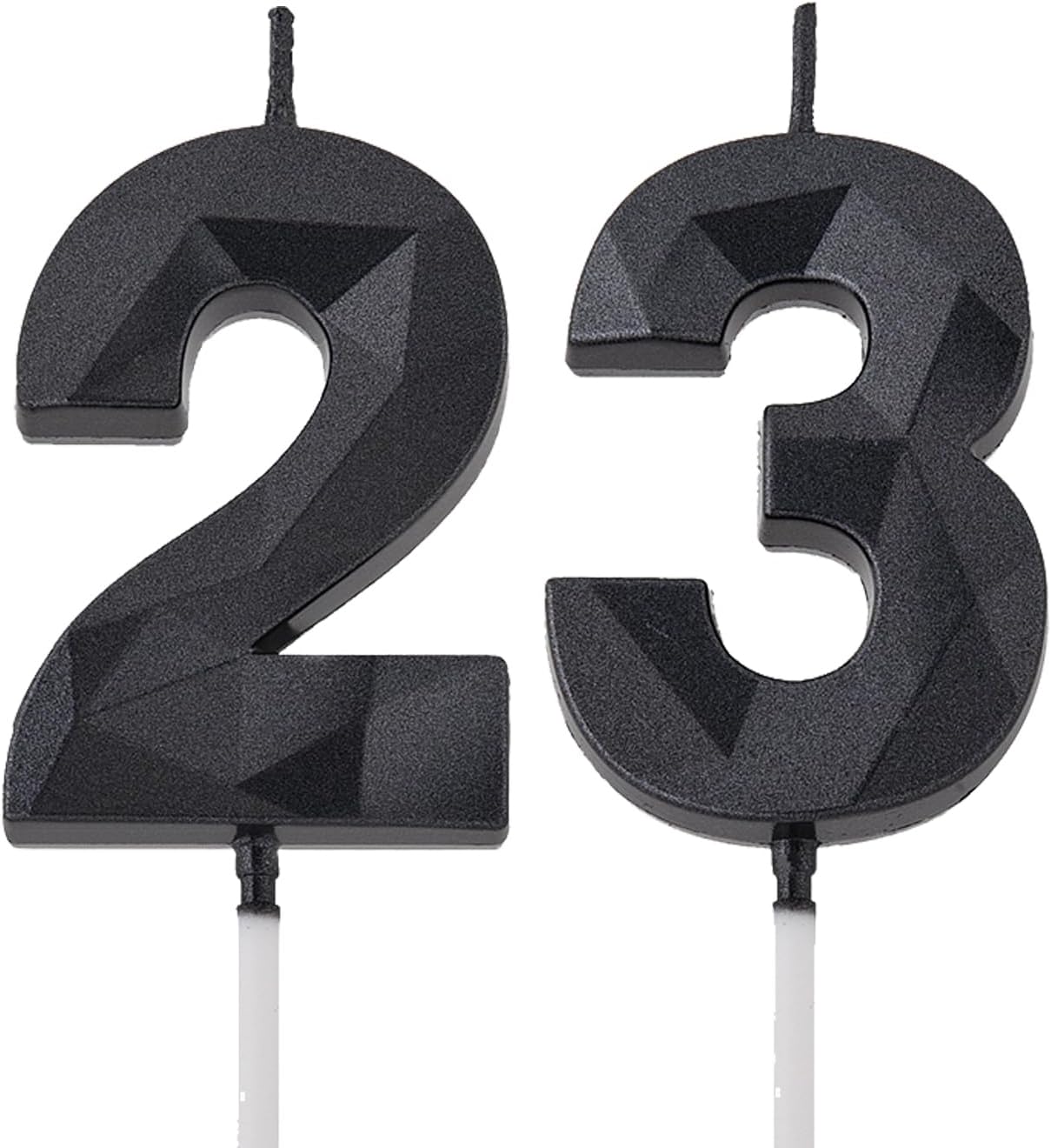 2 inch Black 23 Birthday Candles, 3D Diamond Number 23rd Cake Topper for Boys Girls Birthday Party Decorations Theme Party