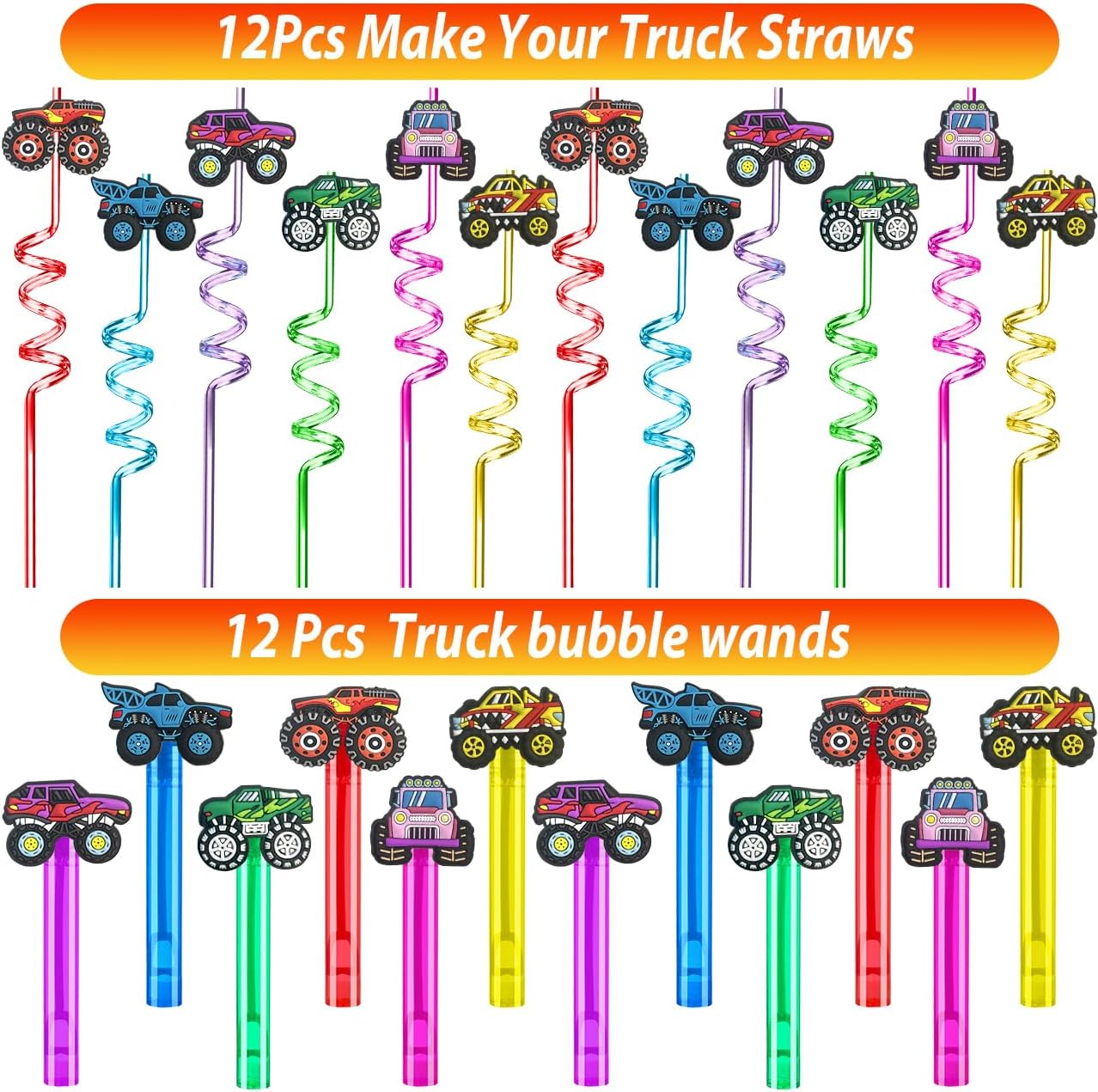 PLOUGVI 232 PCS Party Favors for Truck Birthday Decorations Supplies Truck Party Stuff for Party Goodie Bag Stuffer Pinata Filler Gifts