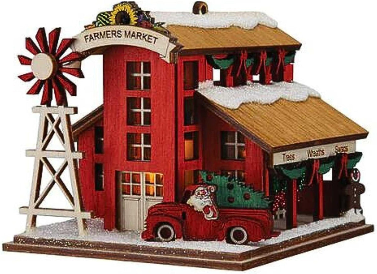 old world christmas farmer's market barn wooden ornament, main product view