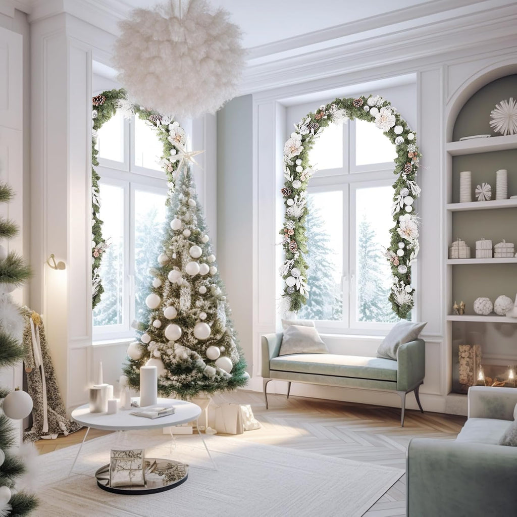 wbhome pre-lit 6 feet/72 inch christmas garland, white, package contents