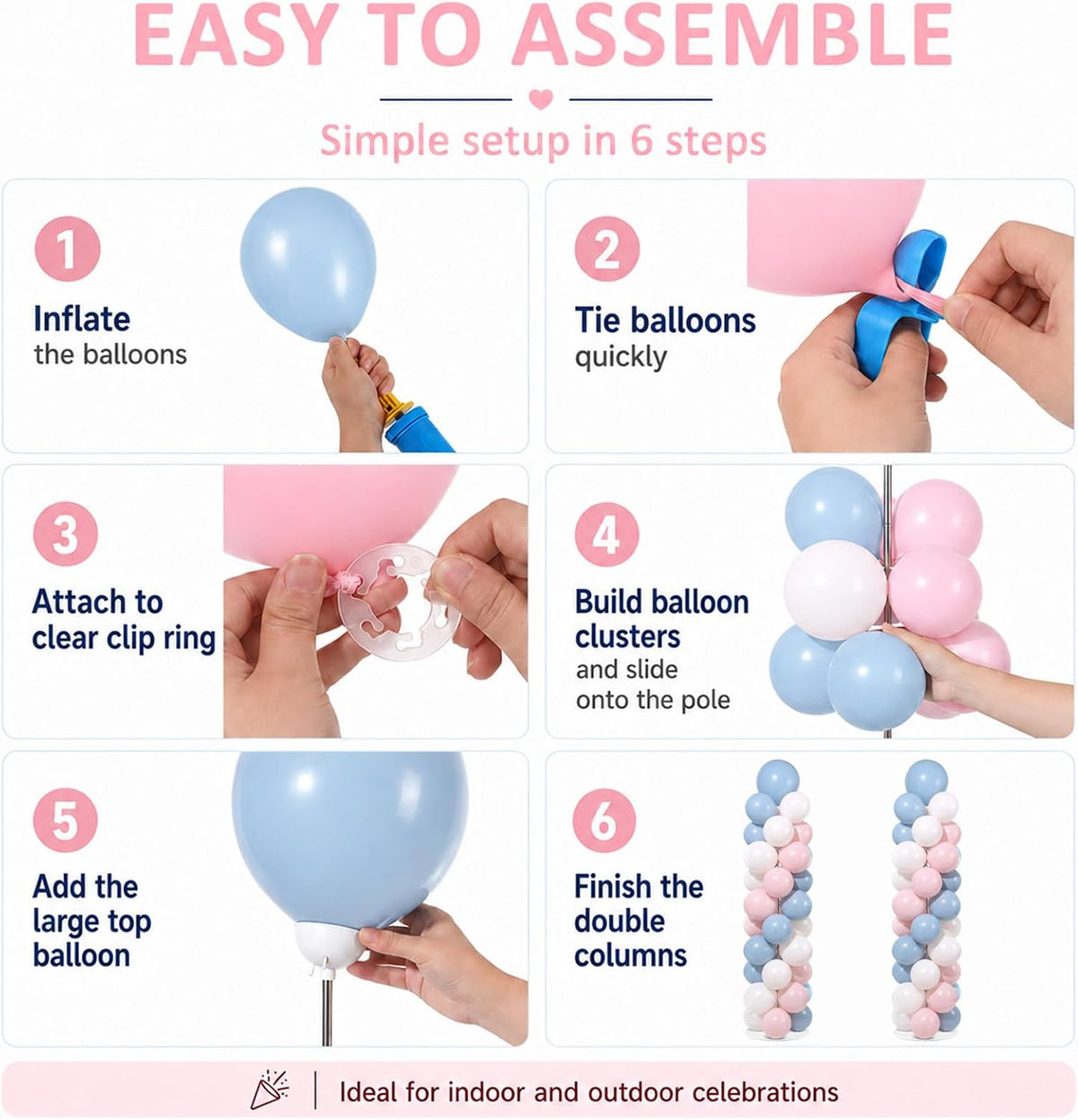 2 sets adjustable balloon column stand kit with, side view