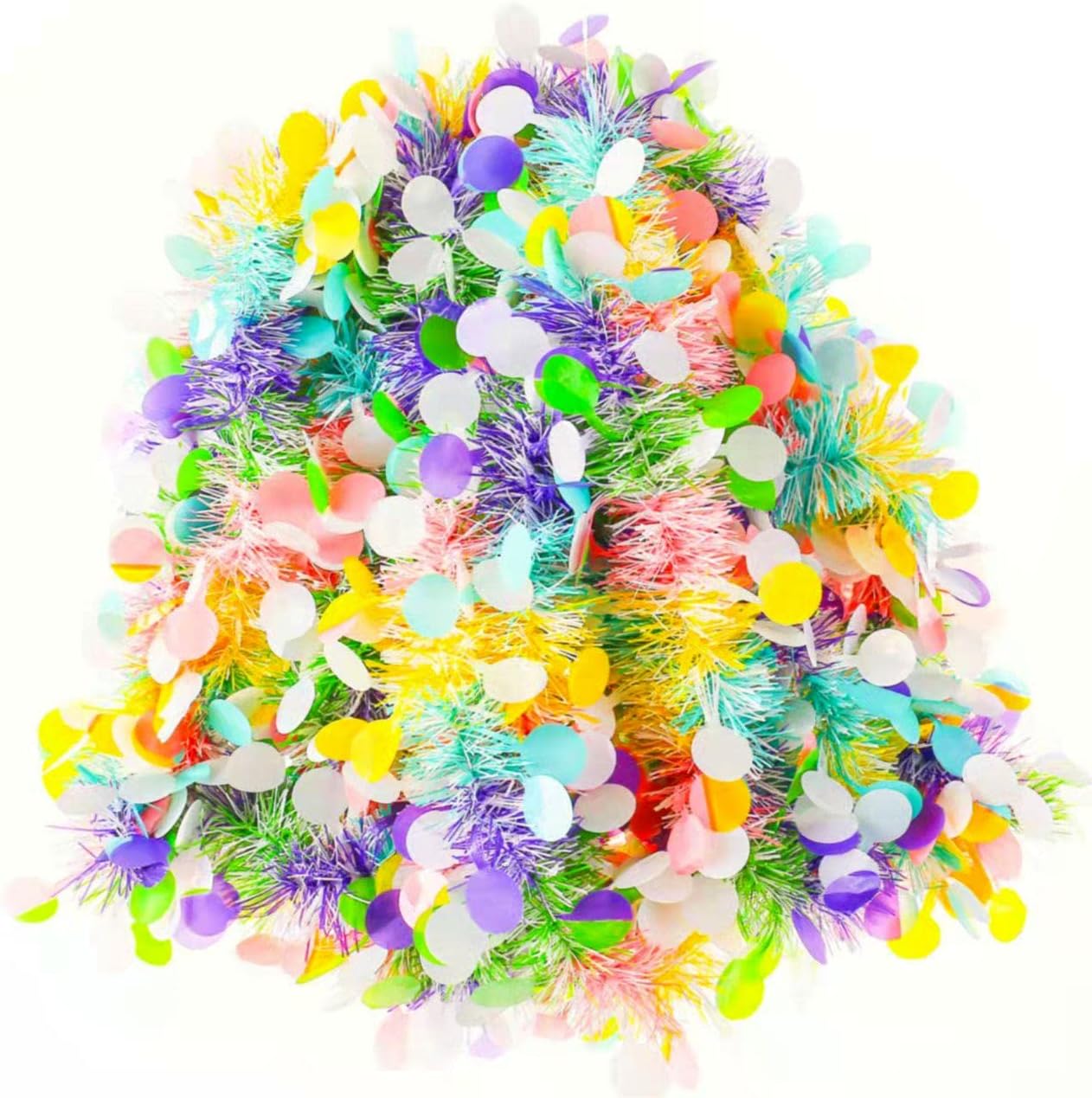 33ft Easter Tinsel Garland,Colorful Egg Tinsel Twist Garland with Confetti Spring Hanging Tinsel Ornament Decoration for Fireplace Mantel Tree Eatser Party Decoration
