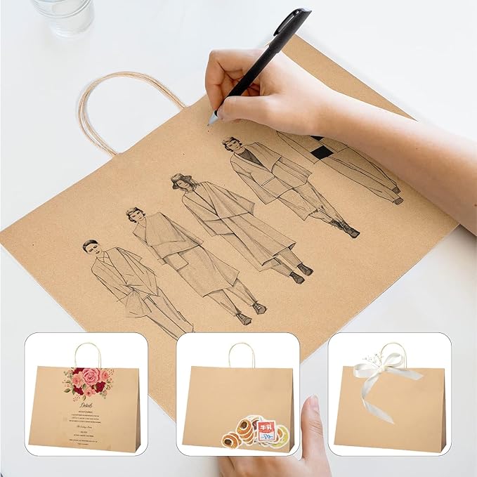 METRONIC Kraft Paper Gift Bags with Handles 16x6x12 Inch 6000 Pack | Christmas, Birthday Party Favors, Retail Shopping, Small Business Bulk | Brown Gift Wrap Bag