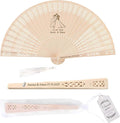 50 PCS Custom Fans Personalized Folding Fans for Line Dancing Wooden Hand Fan Wedding Favors Bulk Fans for Guests Party Event Use (Style08)