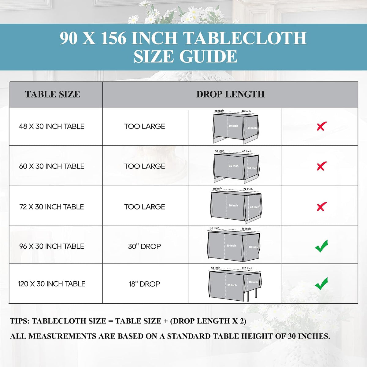VidaFete Classic Series 2 Pack 90 * 156inch Black Rectangle Tablecloth