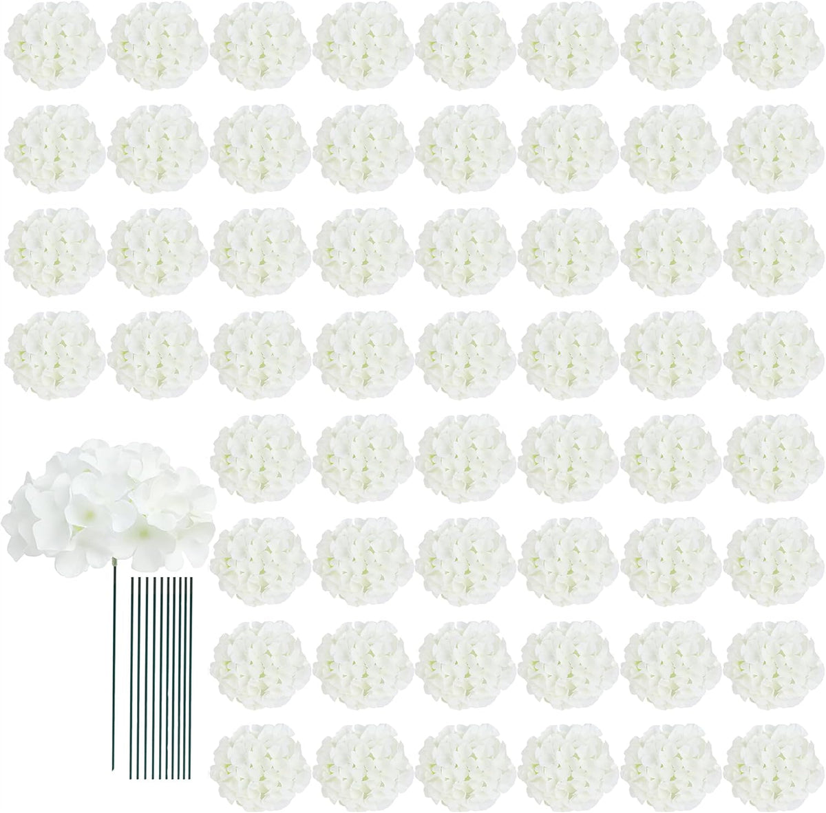 aviviho 65pcs white hydrangea artificial flowers bulk faux, main product view