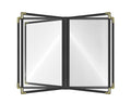 Goodsmart Restaurant Menu Covers – 25 Pack Black 10-View 8.5" x 14" Cafe Menu Holders, Side-Loading Vinyl Covers with Clear Sleeves, Plastic & Leather-Style Menu Covers with Gold Corners