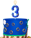 Conelist Number 3 Birthday Cake Candles Blue and Golden Rings Number Candle with Vibrant Designs for Boys & Girls, Theme Birthday Decorations, Cake Toppers for Theme Parties