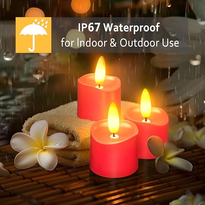 HL Rechargeable Waterproof Tea Lights,100H+ Highly Bright Led Flameless Candles,Magnetic Charging Battery Candles with Remote,Electric Votive Candles for Home Halloween Christmas Decorative-12pcs