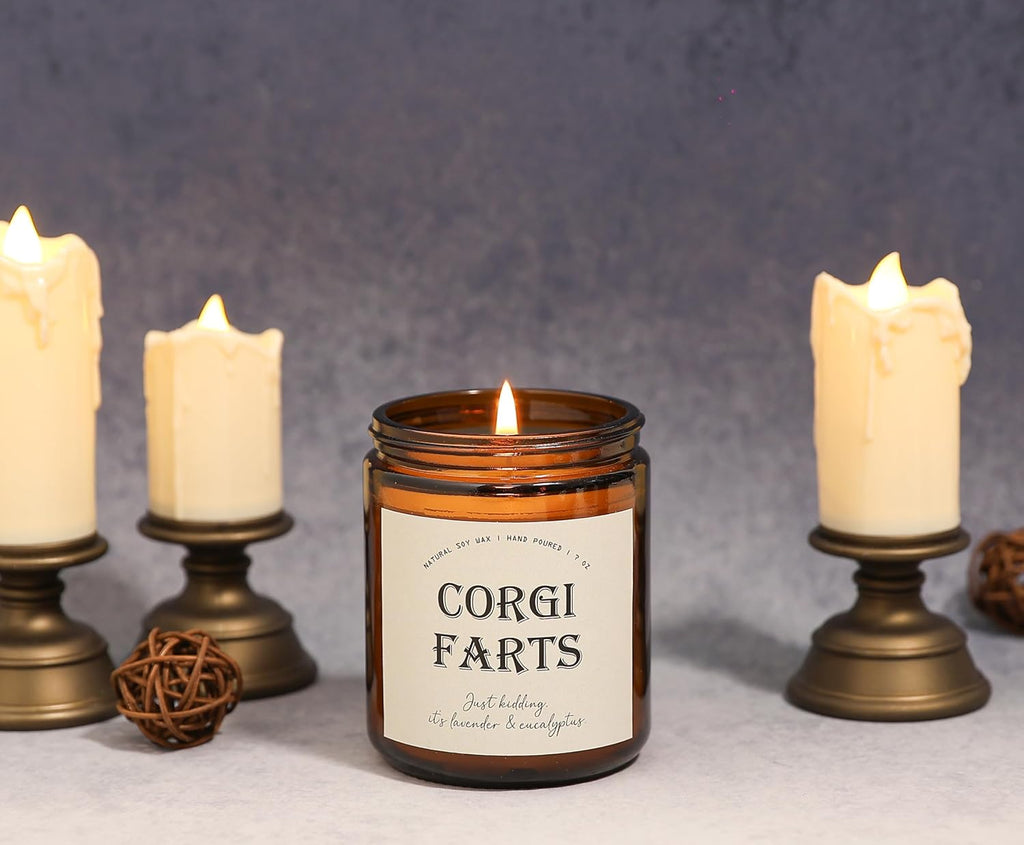 Corgi Gifts for Corgi Lovers, Dog Mom Gifts for Women - Lavender & Eucalyptus Soy Wax Scented Candle, 7OZ