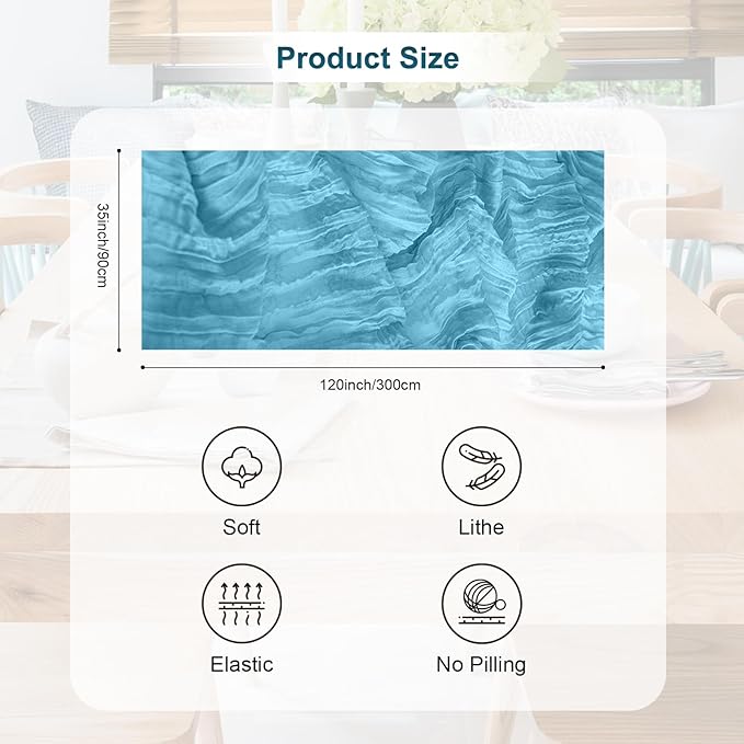 1 Pack Baby Blue Cheesecloth Table Runner 35x120 Inch 10Ft Rustic Gauze Cheese Cloth Table Runner Sheer Cheesecloth Table Runners for Wedding Party Bridal Shower Decoration