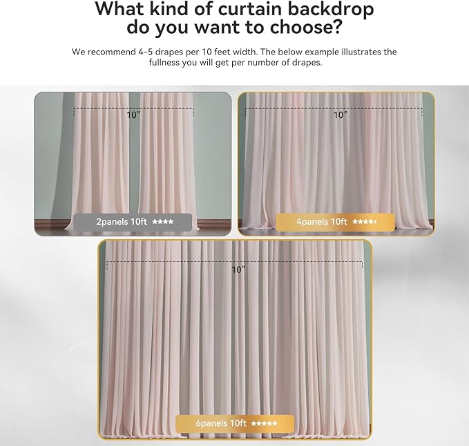 10×10ft Tulle Backdrop Curtains with Lights String - 300LED Fairy Lights Sheer Curtain Backdrop for Weddings Baby Shower and Birthday Party Decorations(8 Panels 5×10ft)