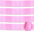 4 Pack 10 Feet Macaron Pink Foil Fringe Garland Metallic Tinsel Streamers Banner Wall Hanging Curtain Backdrop for Parade Floats, Wedding, Graduate, Mother's Day, Birthday Party Decoration