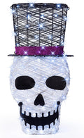 36" lighted skull with top hat,100 led prelit, main product view