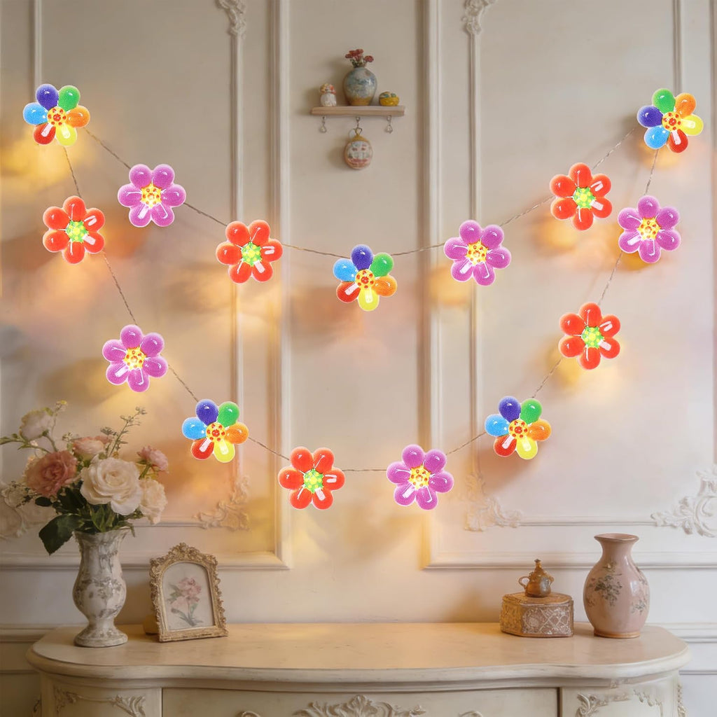 Impress Life Flower Lights 10FT 30LEDs, Floral String Lights with Remote & Timer, Battery Operated & USB Powered Fairy String Lights for Indoor Outdoor Garden Decor Bedroom Wedding Party Decoration