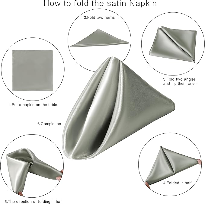 36 Pack Square Satin Dinner Napkins, 16x16 Inches Silky Soft Smooth Table Cloth Napkins for Restaurant Weddings Banquet Party Decoration, Dark Grey