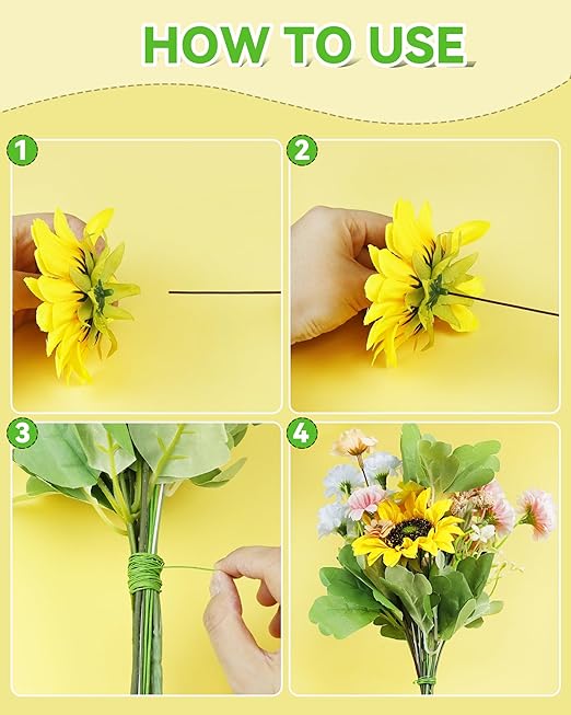 100 PCS FIVEIZERO 26 Gauge White Floral Wire Stems for Artificial Flower Making,Florist Wire,Flower Wires for Crafts,Alambre para Flores for Wreaths, Flower Arrangements and DIY Projects