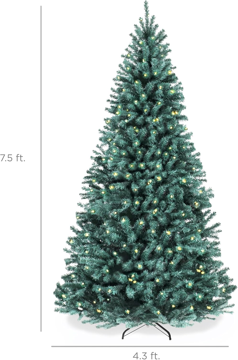 best choice products 7.5ft pre-lit blue spruce christmas shown in use