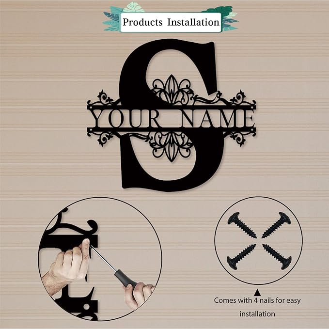 Personalized Metal Name Sign - Outdoor Name Sign - Last Name Signs - Custom Metal Monogram Sign - Metal Signs - Family Name Sign - Split Letter Metal Sign - Name Wall Decor - Monogram Gifts