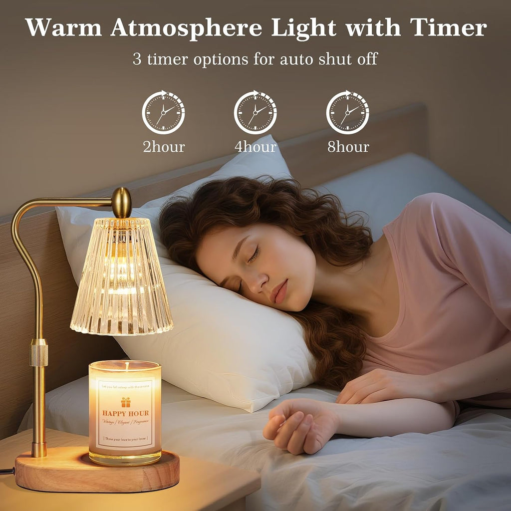 Imenlox Candle Warmer Lamp, with Timer and Dimmer, Adjustable Height, for Mom, Christmas Birthday Gifts for Women, House Warming Gifts Home Decor, Wax Warmer for Jar Candles(Amber)