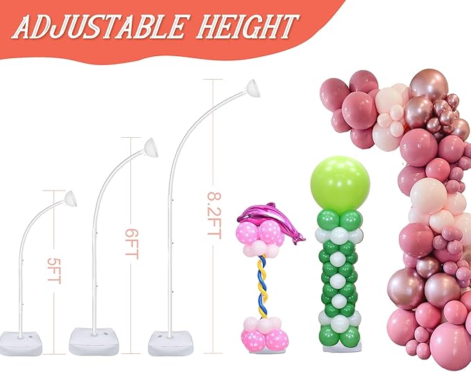 AerWo [Upgraded] Balloon Arch Kit 8.2FT & 6FT, Free Bending Top Half Balloon Arch Stand with Base, Floor Arch Backdrop Stand Frame for Lawn Yard Birthday Wedding Party Decorations