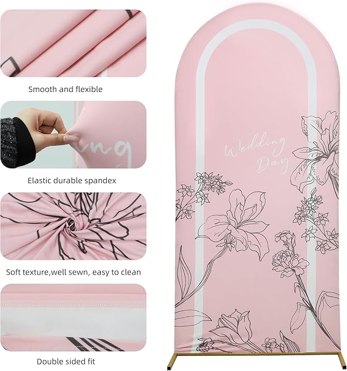 Wedding Arch Cover 6.6FT Spandex Arch Backdrop Cover Stretchy Backdrop for Wedding Birthday Party Decoration Baby Shower