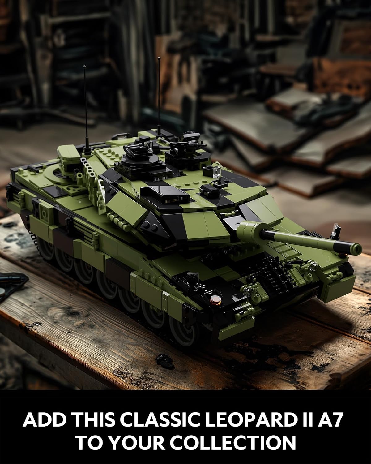 nifeliz leopard 2 a7 tank building set, military shown in use