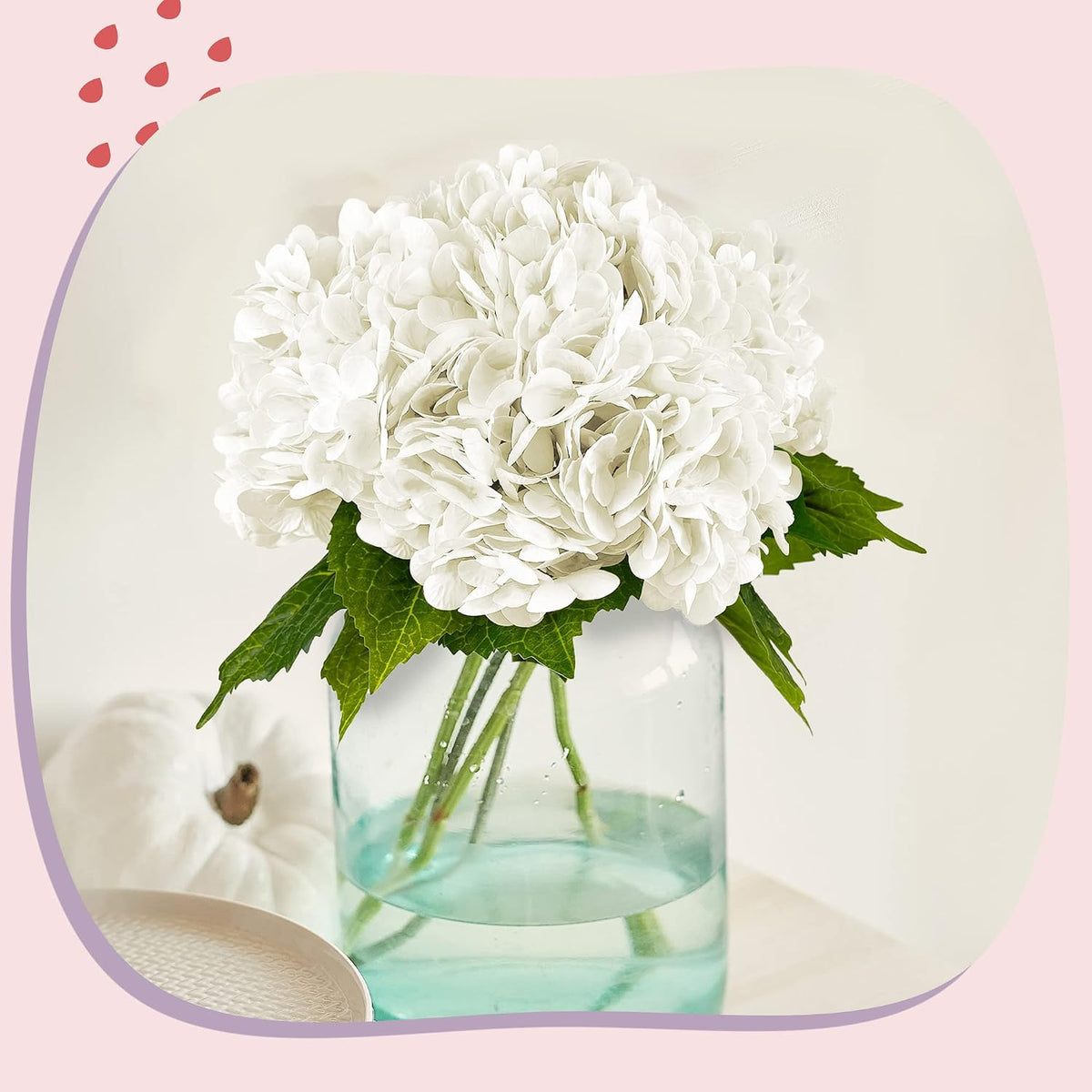 yatim 21in white artificial hydrangea flowers with stems, package contents